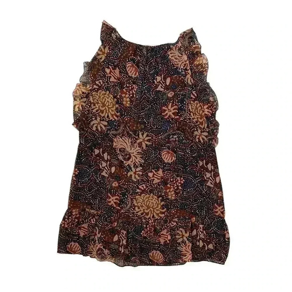 Madewell Lily Ruffle Dress in Sea Floral - Flutter Sleeve - Brown Blue - Size XL - Picture 3 of 6